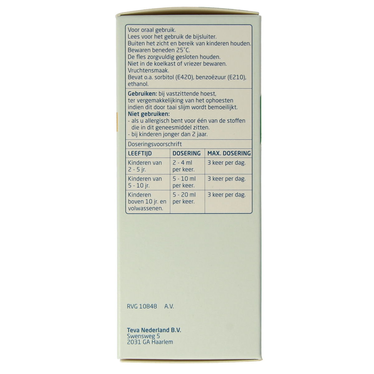 Teva Broomhexine HCL 4mg/ml = 0.8 mg 150.00 Milliliter