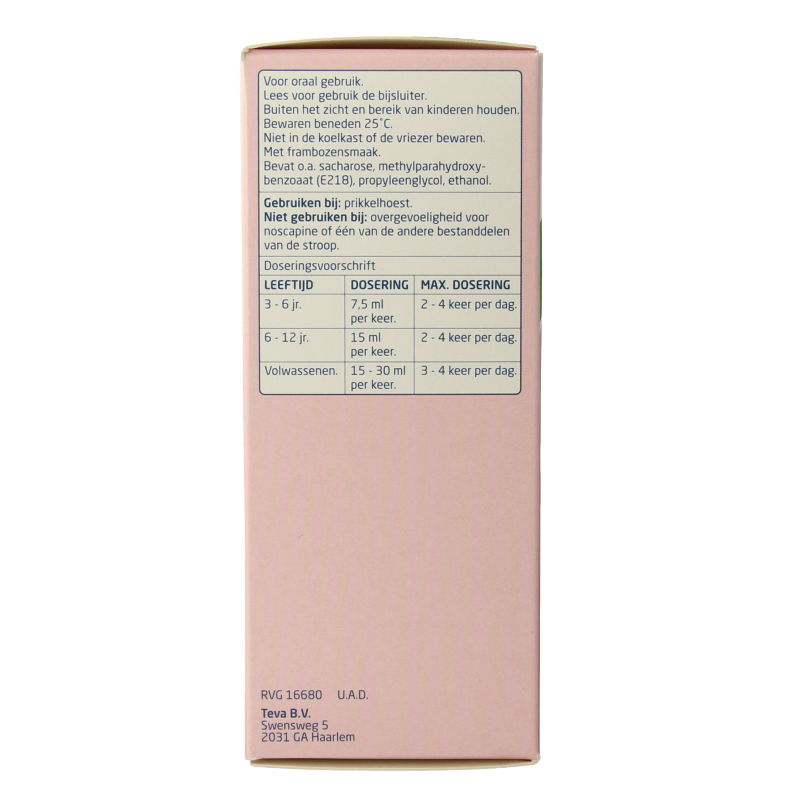 Teva Noscapine siroop HCL 150 Milliliter