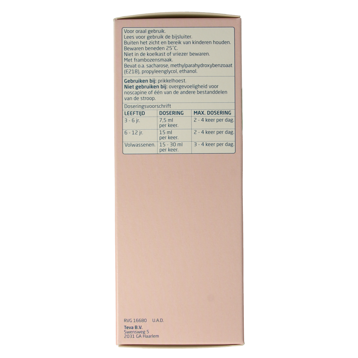 Teva Noscapine siroop HCL 300.00 Milliliter