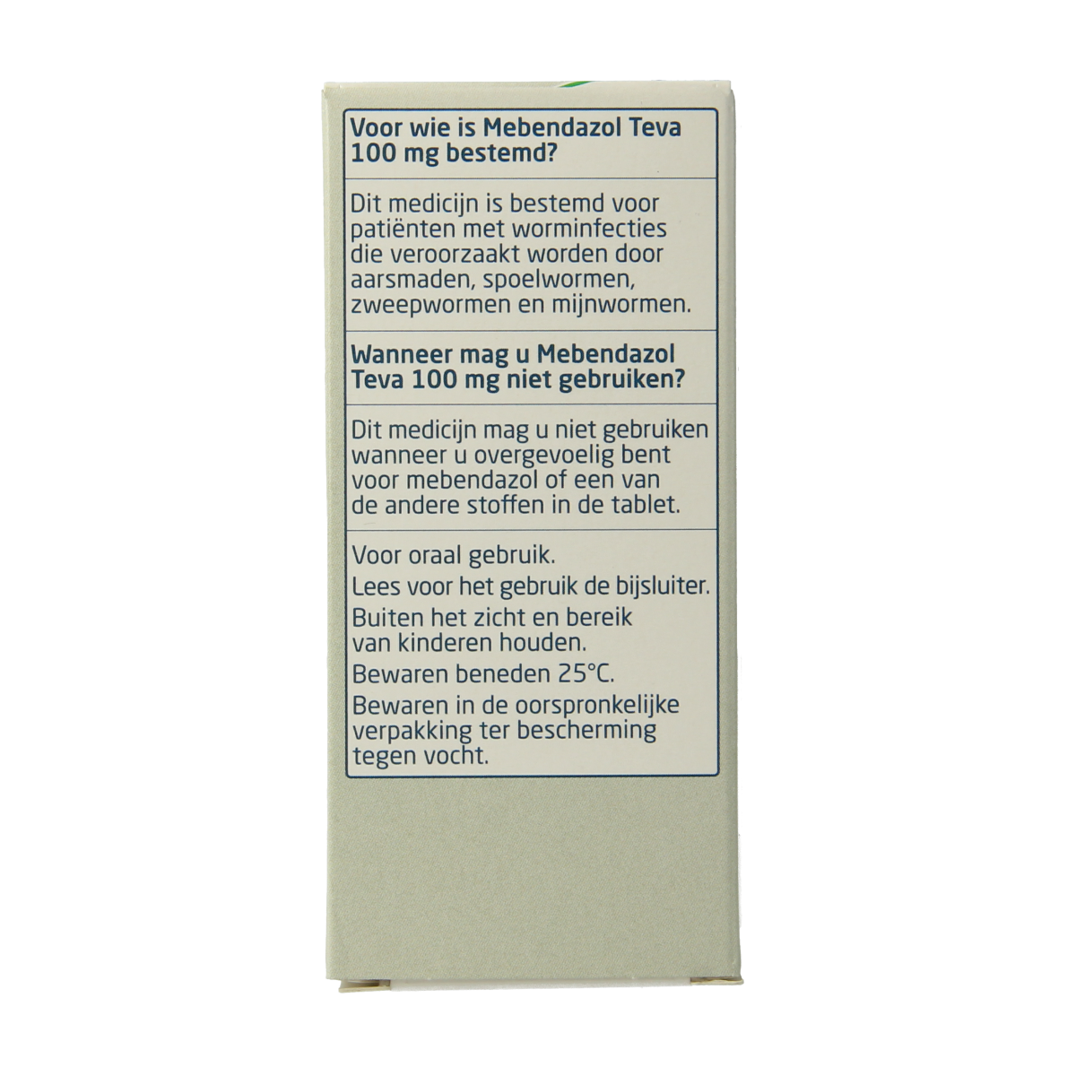 Teva Mebendazol 100mg 6.00 Stuks