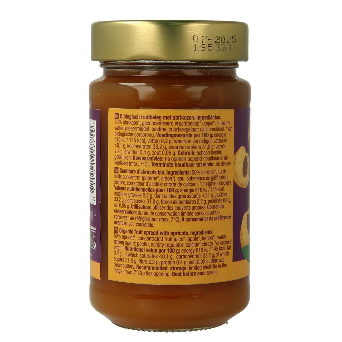 Your Organic Nature Fruit beleg abrikoos bio 250.00 Gram