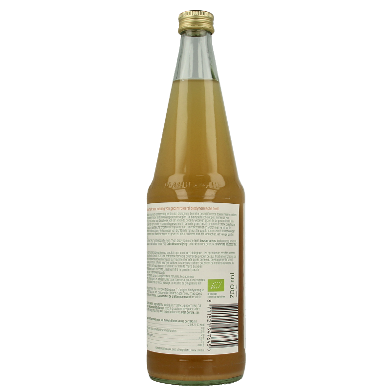 Luna E Terra Appelsap met gember natuurtroebel demeter bio 700 Milliliter