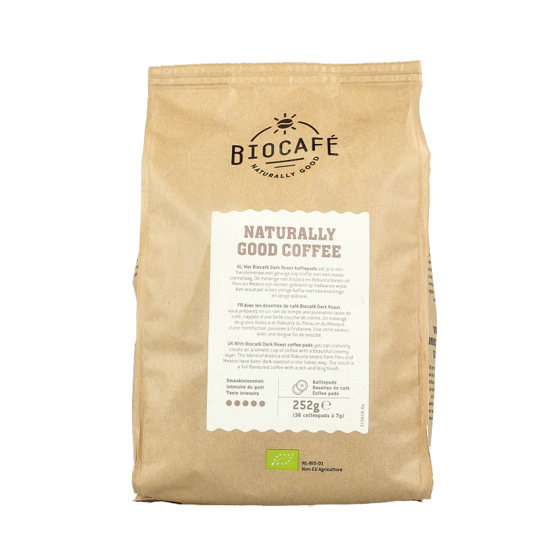 Biocafe Coffee pads dark roast bio 36 Stuks