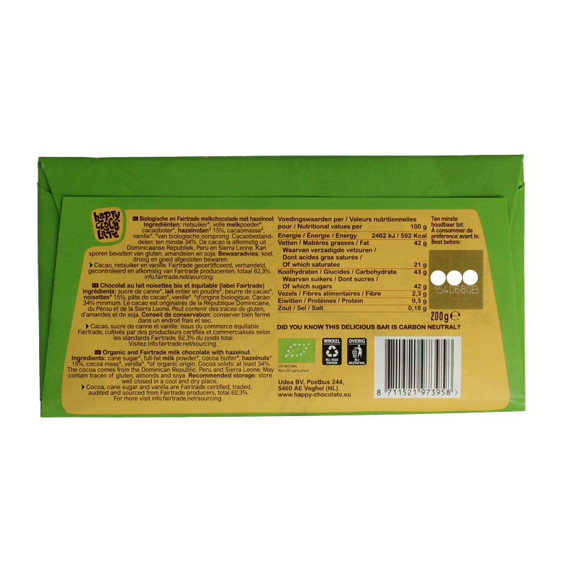 Happy Chocolate Milk hazelnut bio 200 Gram