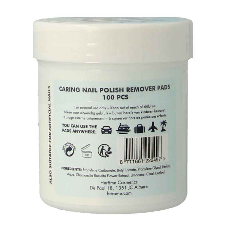 Herome Nagellak remover pads caring 100.00 Stuks