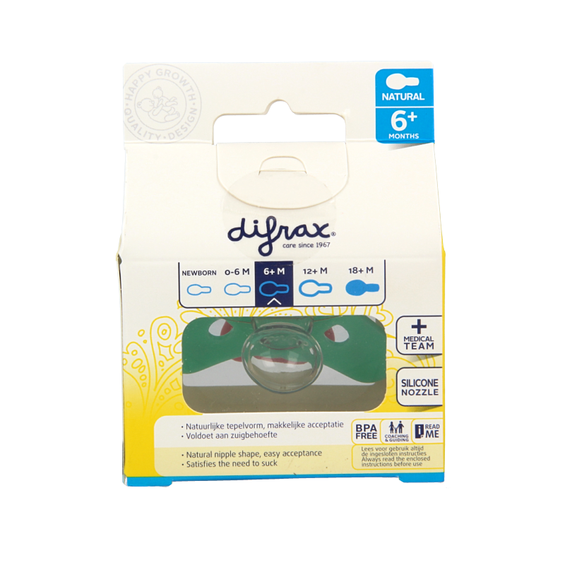Difrax Fopspeen natural 6+ maanden met ring 1 Stuks