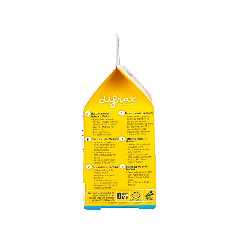 Difrax Flesspeen medium natural 2 Stuks