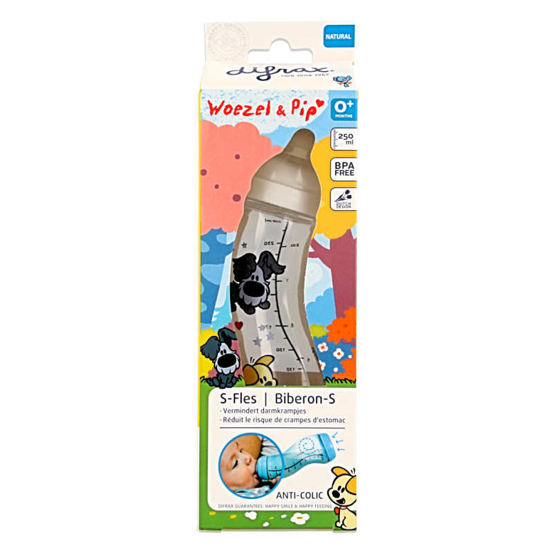 Difrax S-fles 250ml Woezel & Pip 1 Stuks