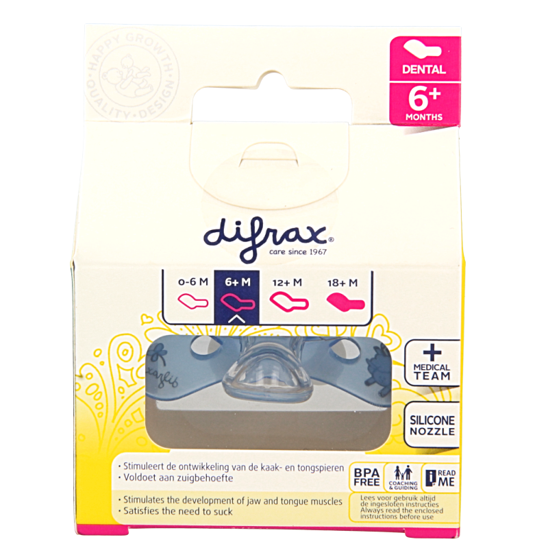 Difrax Fopspeen dental 6+ maanden glow in the dark 1 Stuks