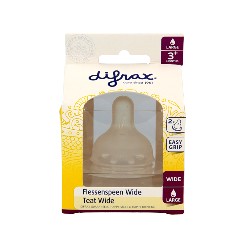 Difrax Flesspeen soft breed large 2 Stuks