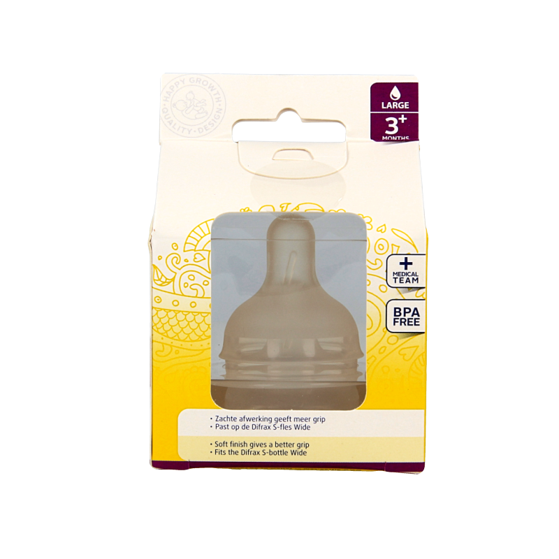 Difrax Flesspeen soft breed large 2 Stuks