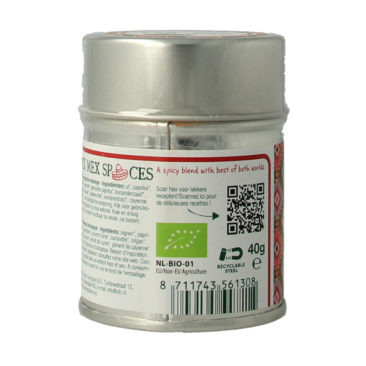 Natural Temptation Tex Mex spices blikje bio 40.00 Gram
