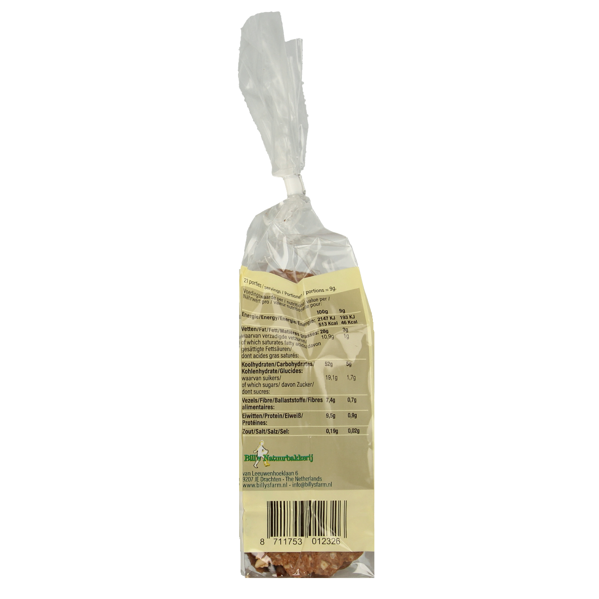 Billy's Farm Haverkoekjes hazelnoot-cacao bio 175.00 Gram