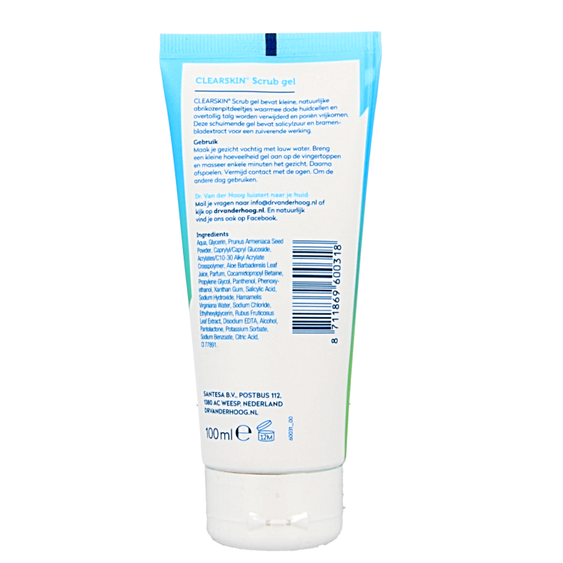 Dr. van der Hoog Clearskin scrub gel tube 100.00 Milliliter