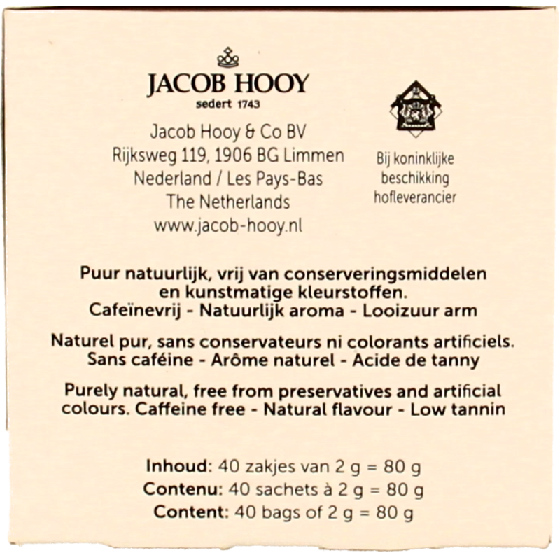 Jacob Hooy Rooibosthee cranberry 40 Zakjes