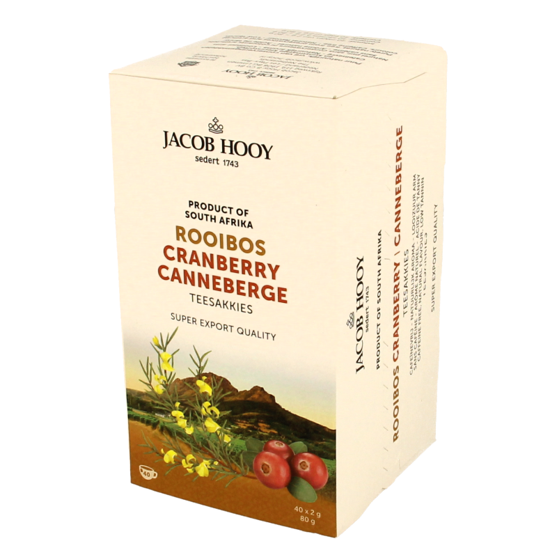 Jacob Hooy Rooibosthee cranberry 40 Zakjes
