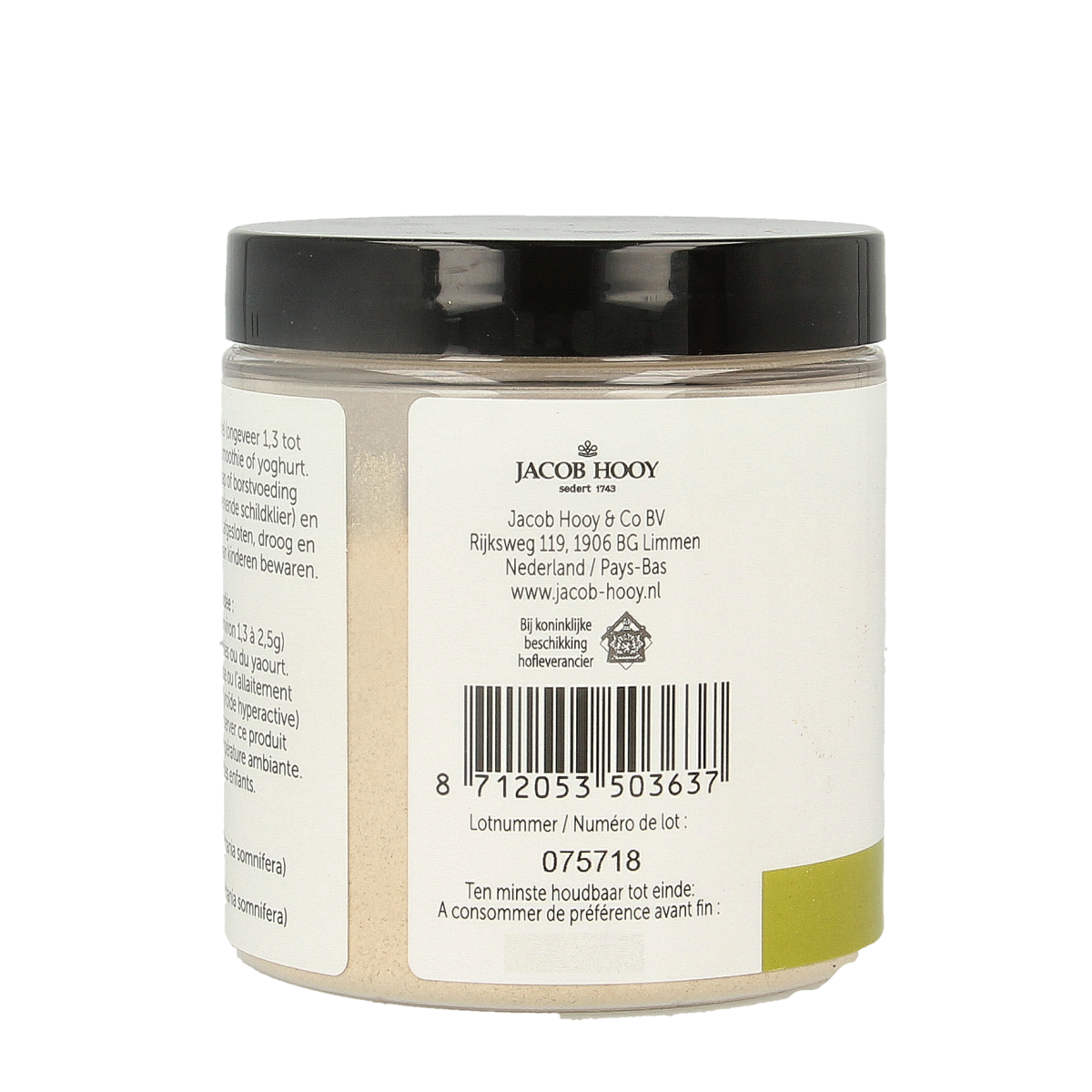 Jacob Hooy Pure powder ashwaganda 90.00 Gram