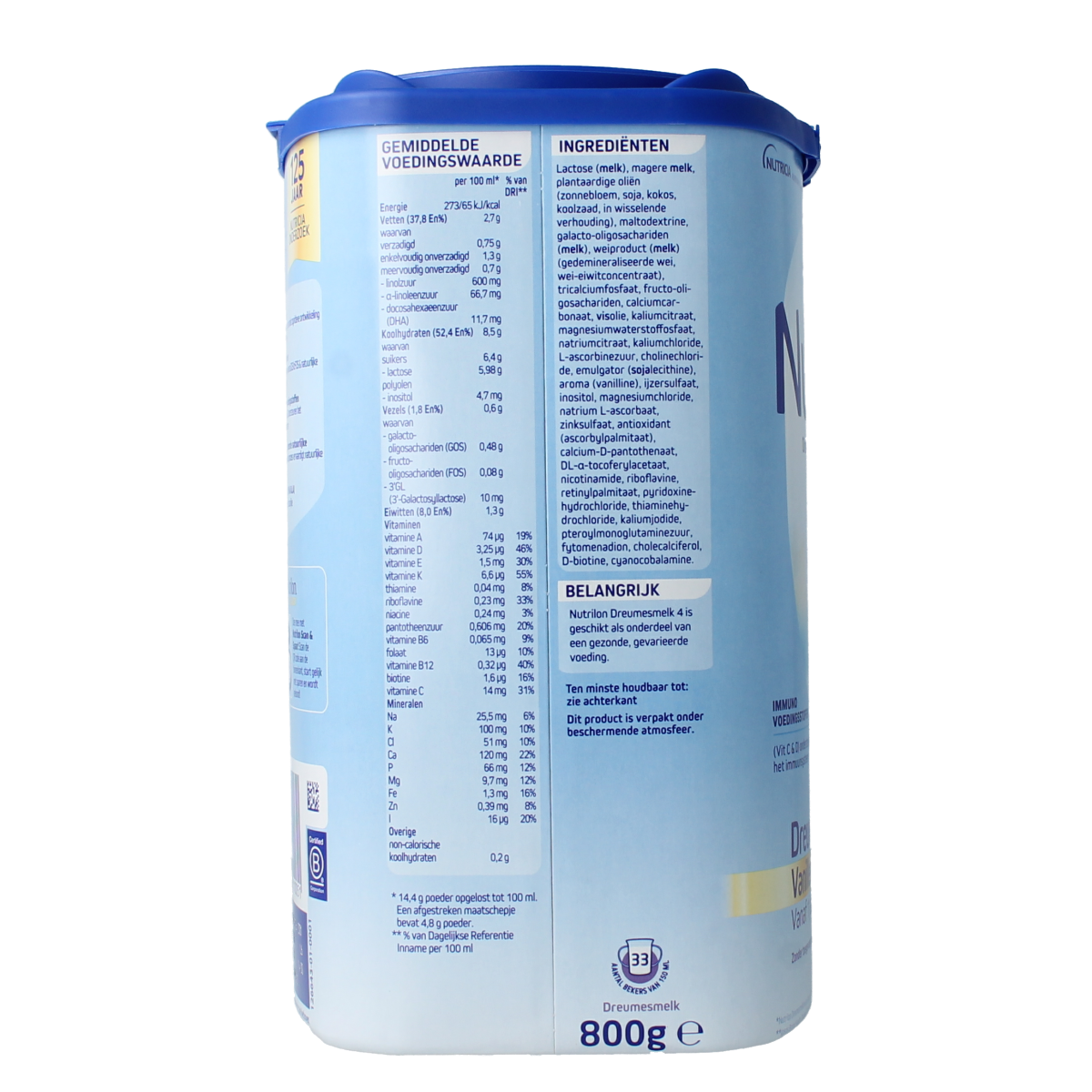 Nutrilon 4 Dreumes vanille poeder 800.00 Gram