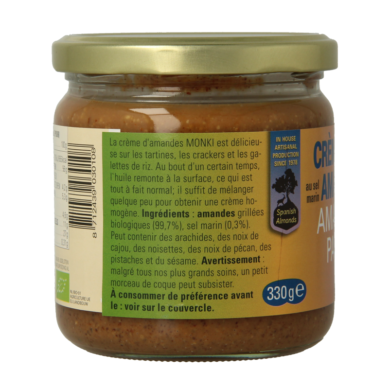 Monki Amandelpasta met zout bio 330.00 Gram