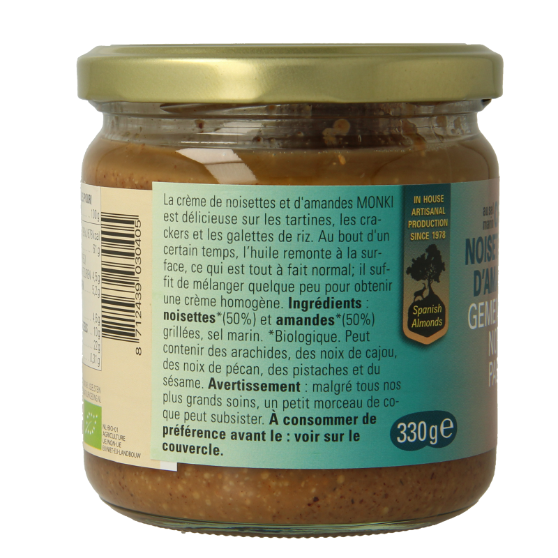 Monki Gemengde notenpasta met zout eko bio 330.00 Gram