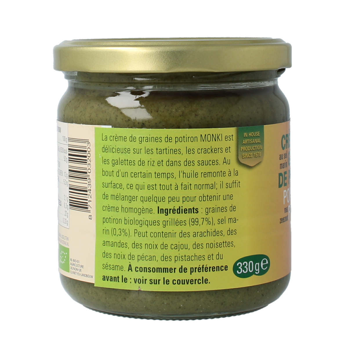 Monki Pompoenpittenpasta bio 330.00 Gram