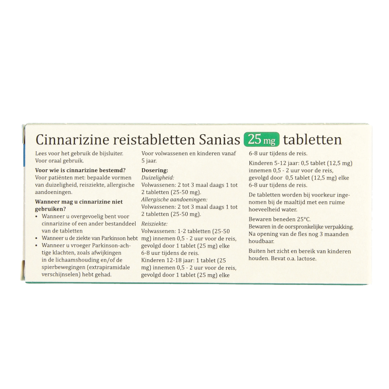 Sanias Cinnarizine 25mg 30 Tabletten