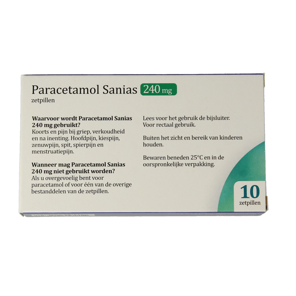 Sanias Paracetamol 240mg 10.00 Zetpillen