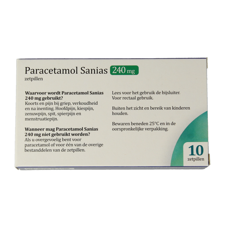Sanias Paracetamol 240mg 10.00 Zetpillen