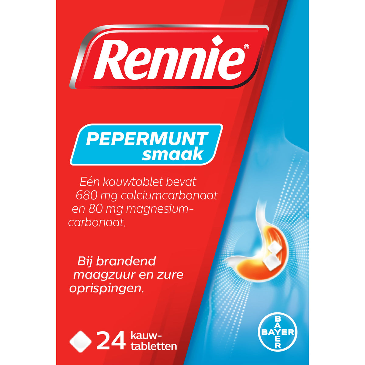 Rennie Pepermunt 24.00 Kauwtabletten