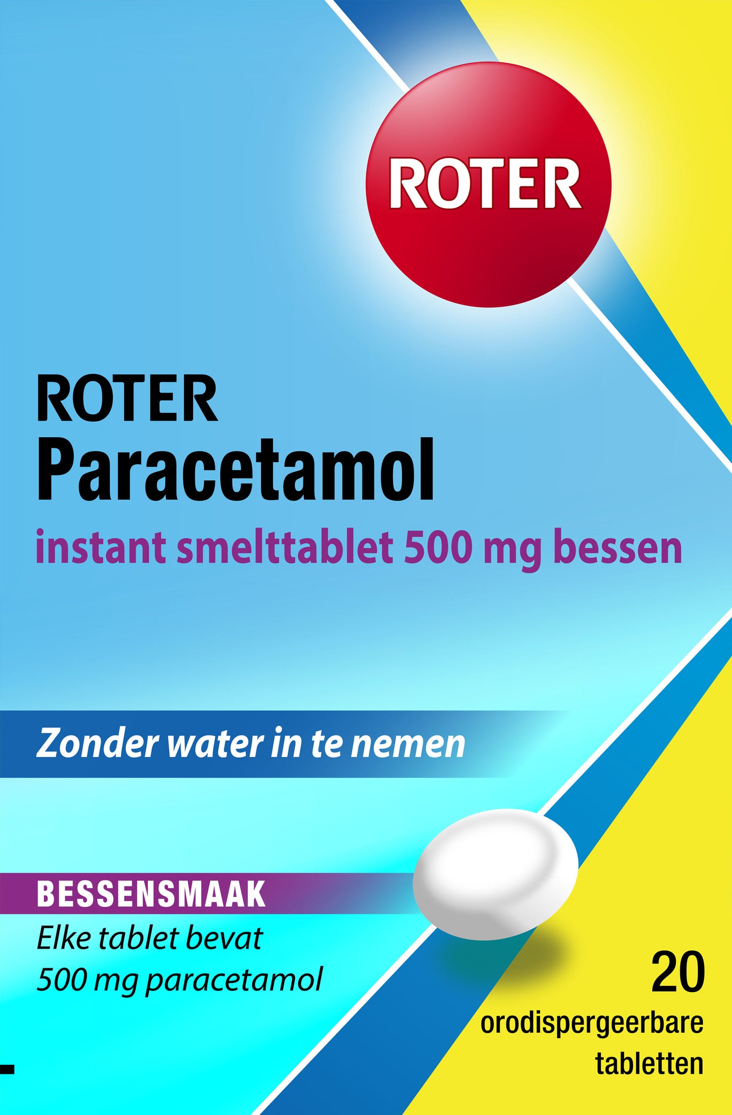 Roter Paracetamol 500mg smelttablet bessen smaak 20.00 Tabletten