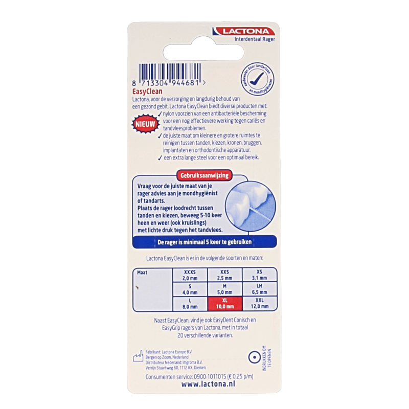Lactona Easyclean XL 10.0mm 8 Stuks