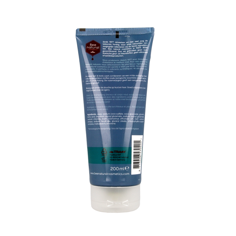 Traay Bee Honest Hair & body wash men rozemarijn 200 Milliliter