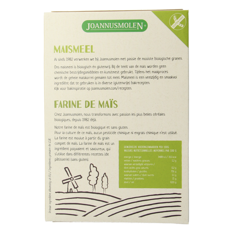 Joannusmolen Maismeel eerste keuze bio 350 Gram