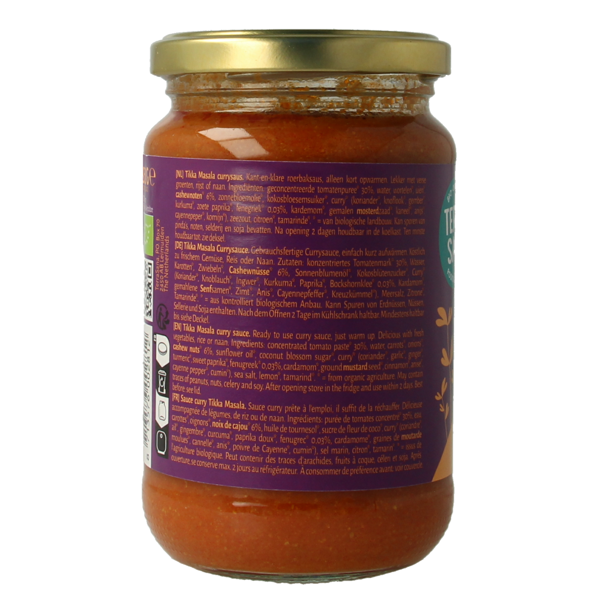 TerraSana Curry saus tikka masala bio 350.00 Gram