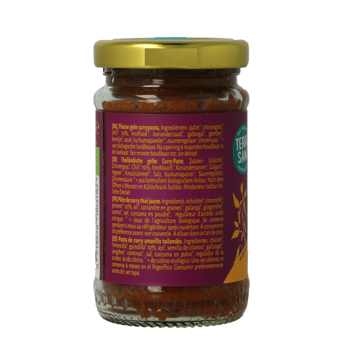 TerraSana Thaise gele curry pasta bio 120.00 Gram