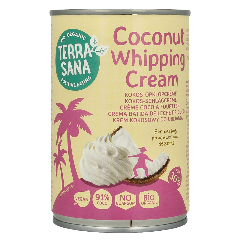 TerraSana Kokosmelk slagroom 30% vet bio 400 Milliliter