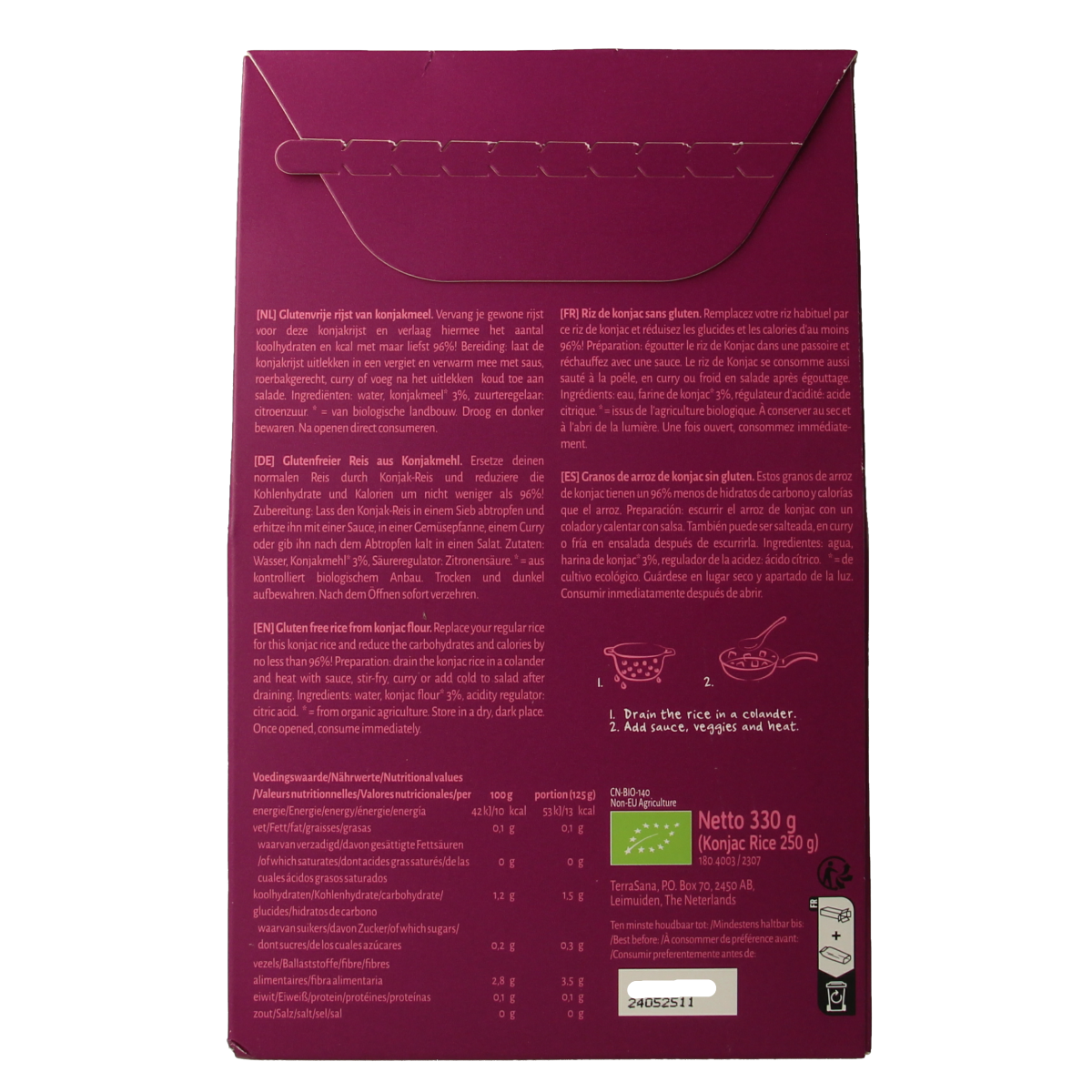 TerraSana Konjac rijst bio 250.00 Gram