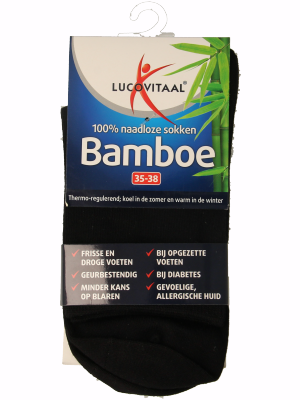 Lucovitaal Bamboe sok lang zwart maat 35-38 1 Paar