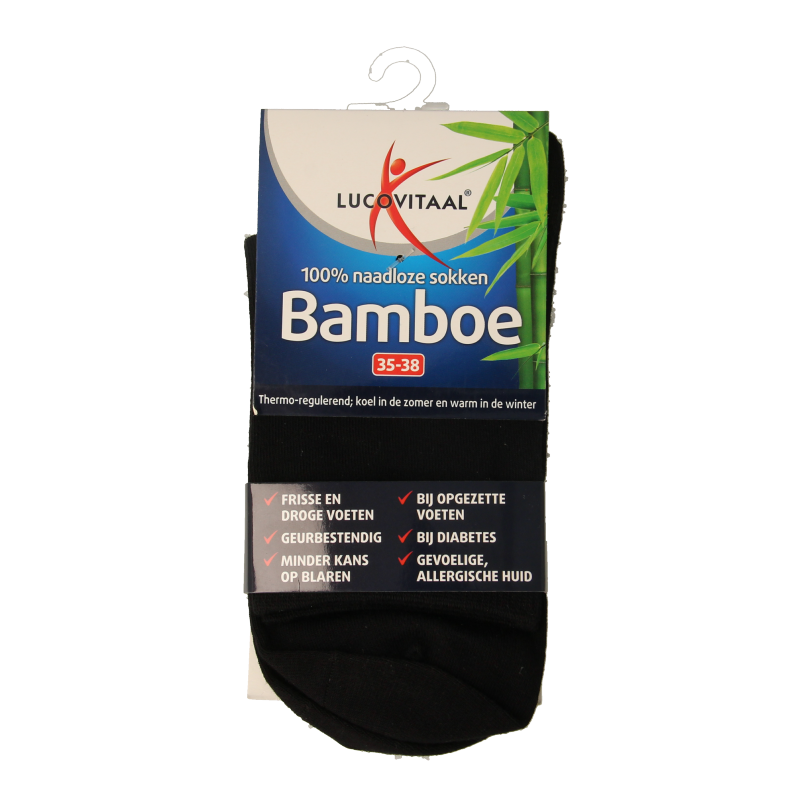 Lucovitaal Bamboe sok lang zwart maat 35-38 1 Paar