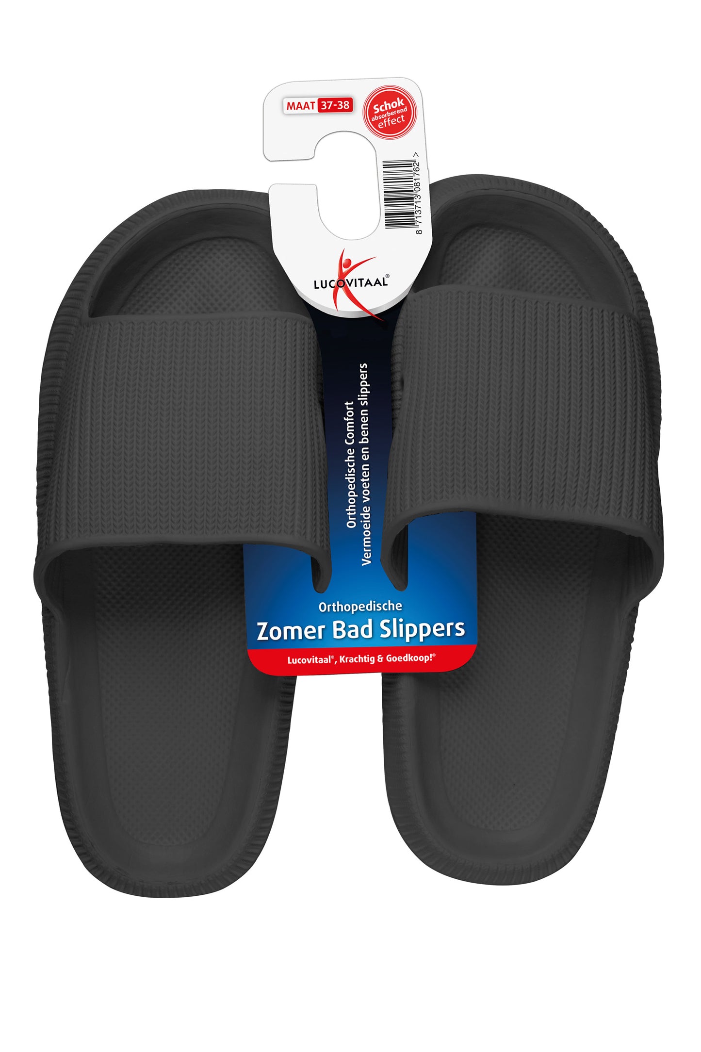 Lucovitaal Orthopedische badslipper 37-38 zwart 1.00 Paar