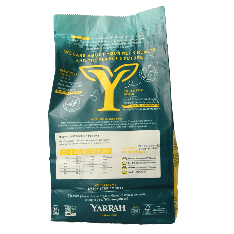 Yarrah Adult kattenvoer met kip bio 800 Gram