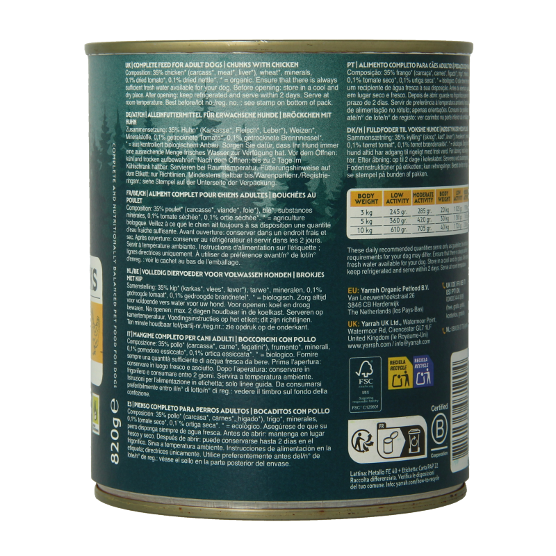 Yarrah Hond brokjes kip in saus bio 820 Gram