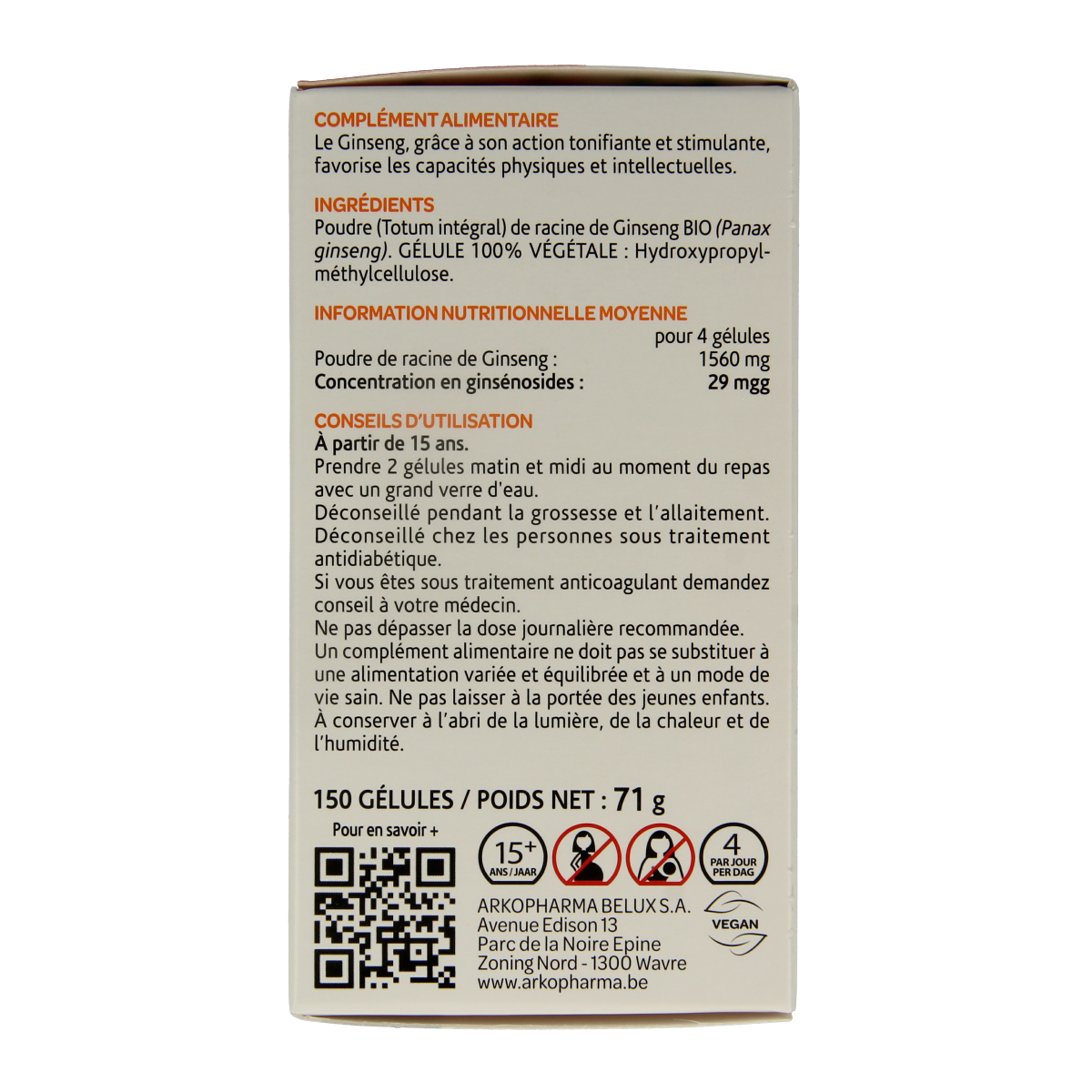 Arkocaps Ginseng bio 150.00 Capsules