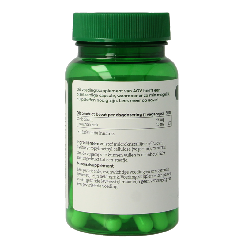 AOV 531 Zink citraat 15mg 60.00 Vegetarische capsules