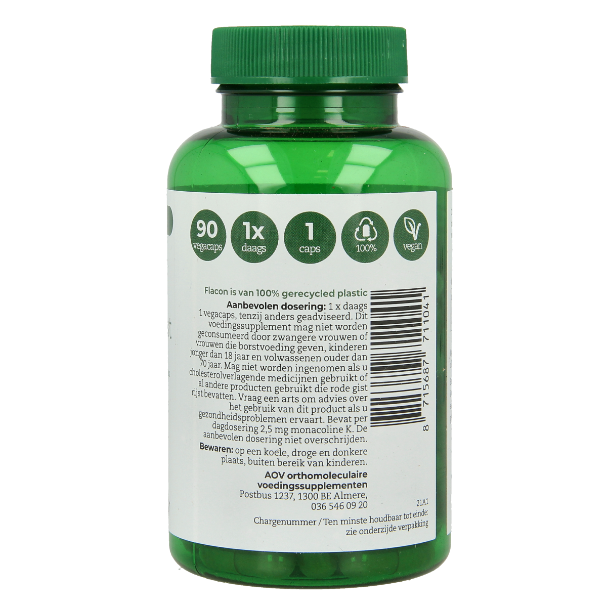 AOV 1104 Rode gist rijst extra 90.00 Vegetarische capsules
