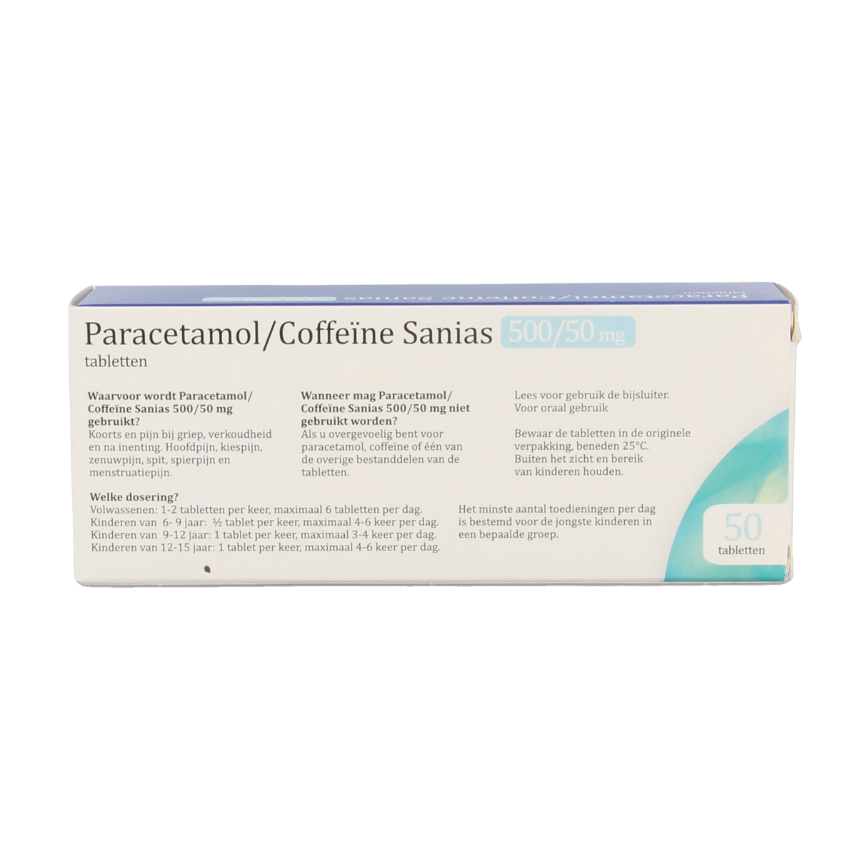 Sanias Paracetamol coffeine 500/50mg 50.00 Tabletten