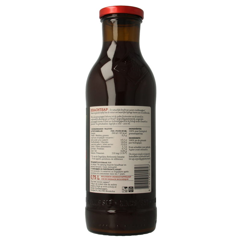 Schulp Krachtsap granaatappel puur bio 750 Milliliter