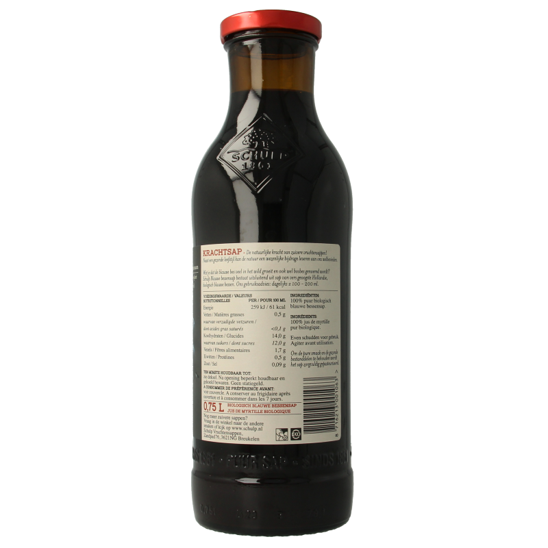 Schulp Krachtsap blauwe bessensap puur bio 750 Milliliter