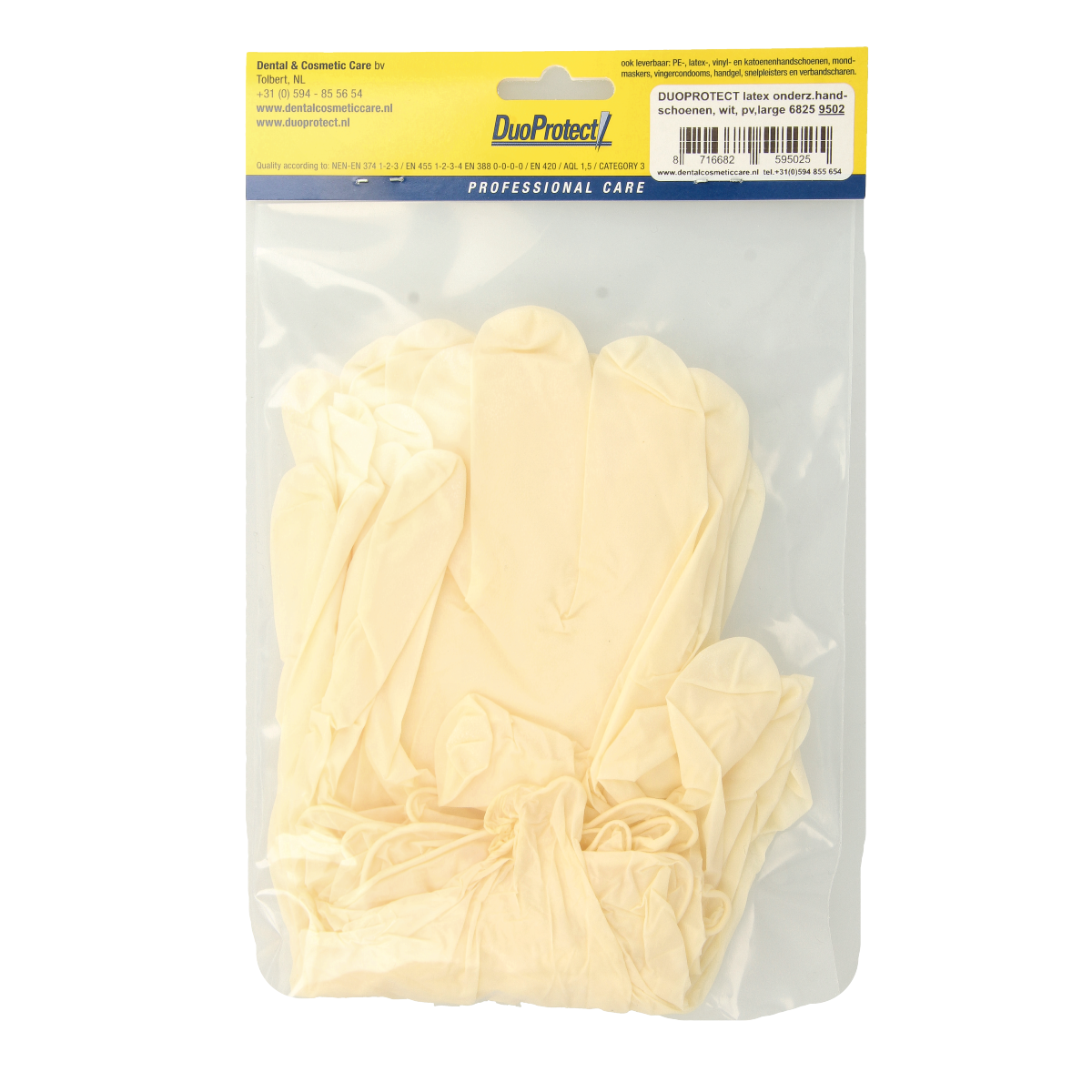 Duoprotect Handschoen latex poedervrij large 10.00 Stuks