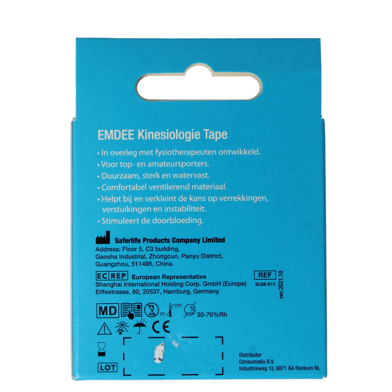 Emdee Kinesio tape blauw pre cut 1.00 Stuks